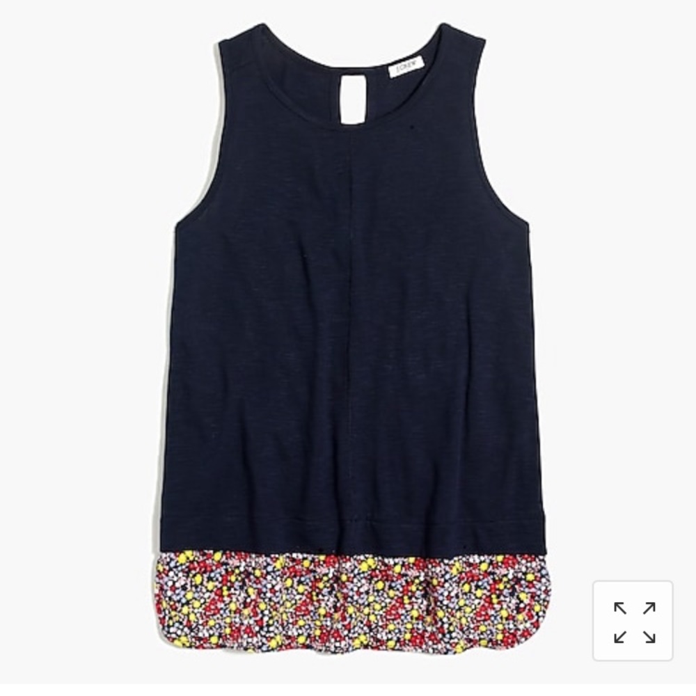 Jcrew drapey tank top with patterned silky hem